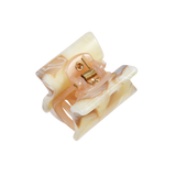 პატარა კვადრატული თმის კლანჭი, კრემისფერი მარმარილო