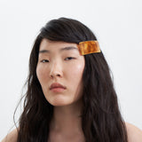 Rectangular hair barrette, caramel