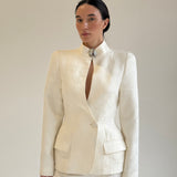 Small oval rhodiumplated hair barrette