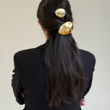 Large oval goldplated hair barrette
