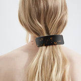 Rectangular hair barrette, blue-orange